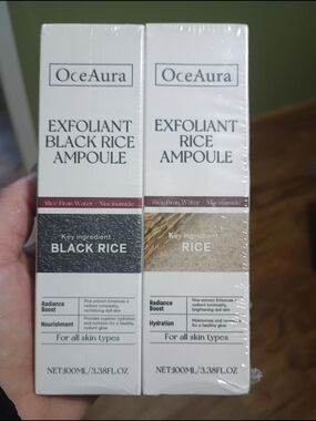 OceAura Exfoliant Rice Ampoule Duo - White with Black Rice
